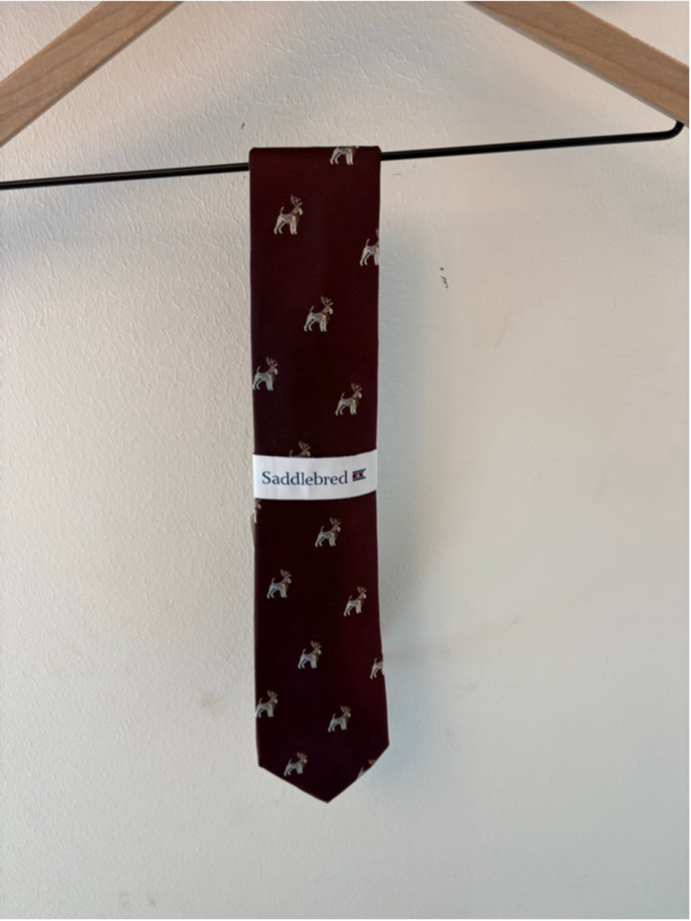 Saddlebred Christmas Reindeer Neck Tie Burgundy Holiday Novelty Tie 58”